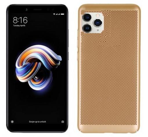 Луксозен твърд гръб за Apple iPhone 11 6.1" - златист / Grid
