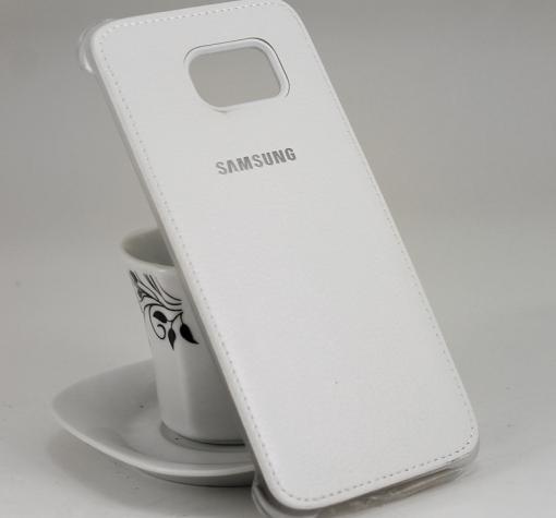 Оригинален твърд гръб с кожа за Samsung S7 Edge G935 - бял