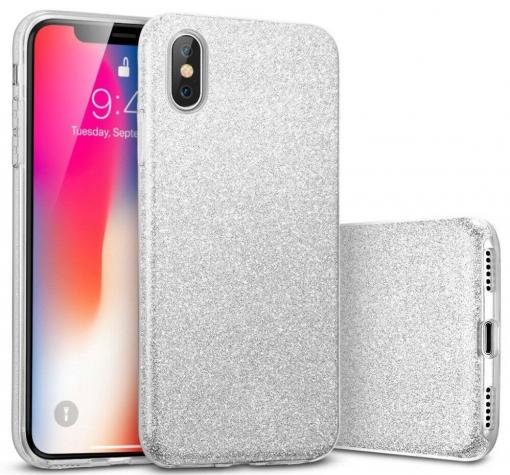 Силиконов калъф / гръб / TPU за Samsung A10 - сребрист / брокат