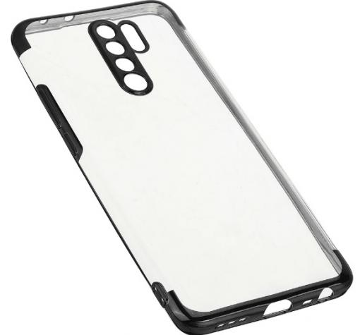 Луксозен силиконов калъф / гръб / TPU за Xiaomi Redmi 9 - прозрачен / черен кант