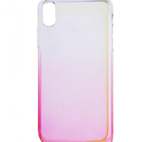 Силиконов калъф / гръб / TPU Ombre Case за Apple iPhone X / iPhone XS - преливащ / златисто и розов
