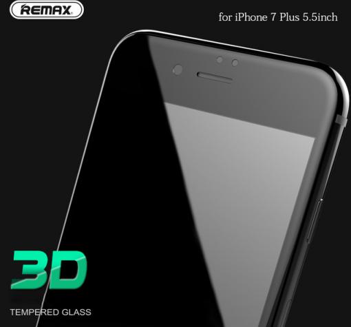 3D full cover Tempered glass screen protector Remax Apple iPhone 7 / Извит стъклен скрийн протектор Remax за Apple iPhone 7 - черен