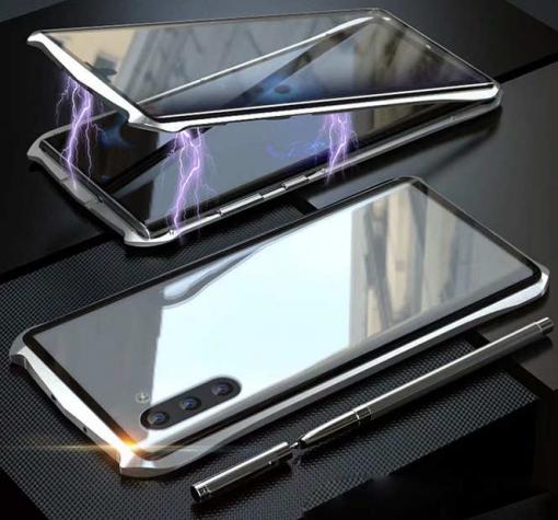Магнитен калъф Bumper Case 360° FULL за Samsung Note 10 N970 - прозрачен / сребриста рамка