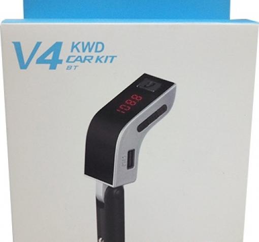 MP3 - FM transmiter V4 KWD Car Kit / FM трансмитер за кола - черен със сребристо