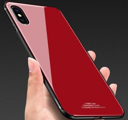 Луксозен стъклен твърд гръб за Apple iPhone XS Max - червен