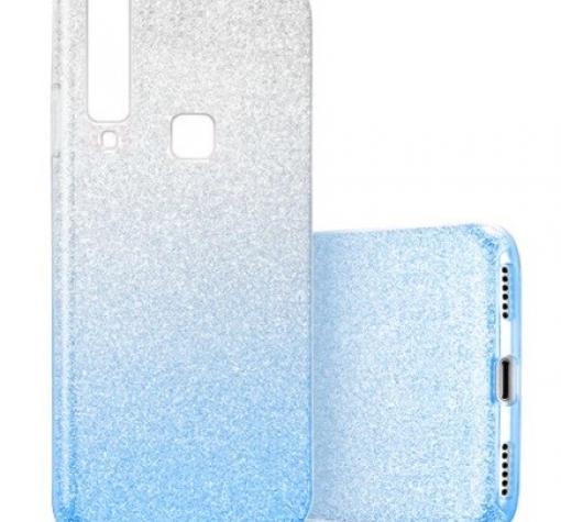Силиконов калъф / гръб / TPU за Samsung A9 A920F 2018 - преливащ / сребристо и синьо / брокат
