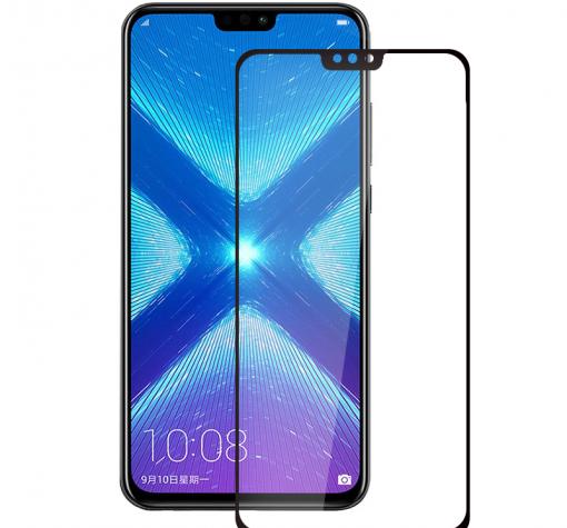 3D full cover Tempered glass Full Glue screen protector Huawei Honor 8X / Извит стъклен скрийн протектор с лепило от вътрешната страна за Huawei Honor 8X - черен