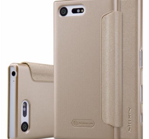Луксозен кожен калъф Flip тефтер NILLKIN Sparkle за Sony Xperia X Compact / Sony Xperia X mini F5321 - златист