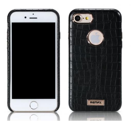 Луксозен твърд гръб REMAX за Apple iPhone 7 - черен / Croco кожа