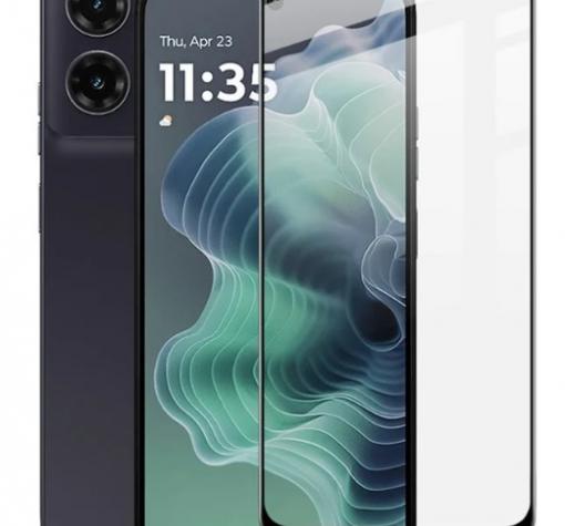 5D full cover Tempered glass Full Glue screen protector Motorola Moto G35 5G / Извит стъклен скрийн протектор с лепило от вътрешната страна за Motorola Moto G35 5G - черен кант