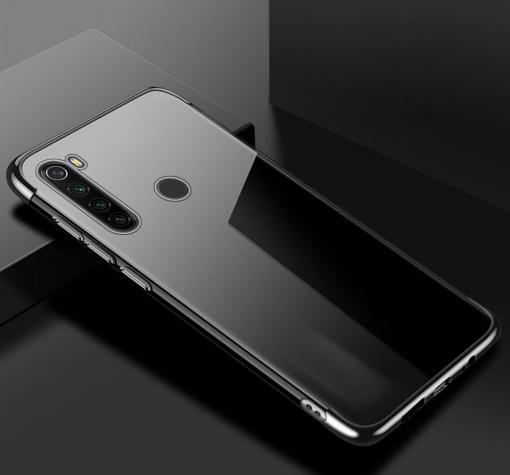 Луксозен силиконов калъф / гръб / TPU за Motorola Moto G8 Play - прозрачен / черен кант