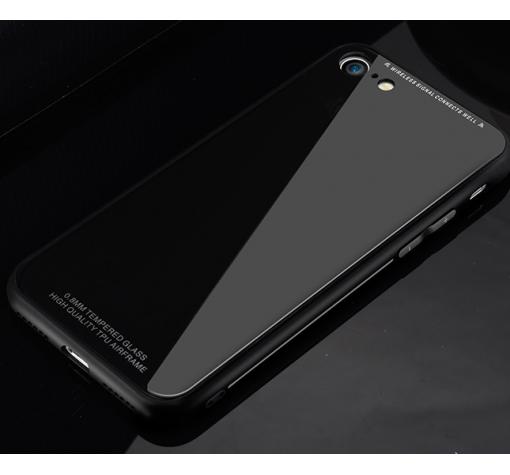 Луксозен стъклен твърд гръб за Apple iPhone 7 Plus / iPhone 8 Plus - черен