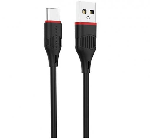 USB кабел за зареждане и пренос на данни / USB кабел BOROFONE Type C USB BX17 1m. FAST - черен
