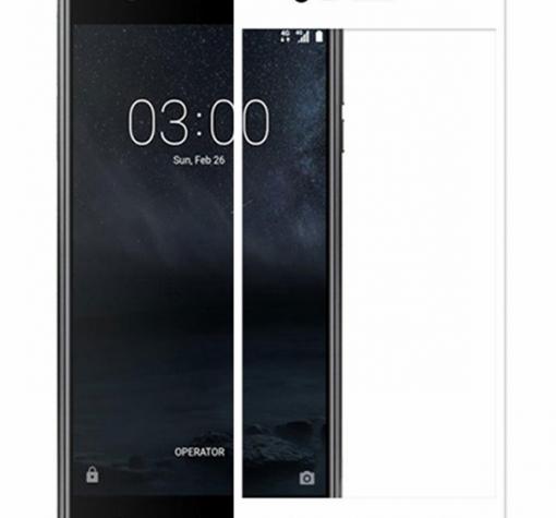 Оригинален извит стъклен протектор / 3D full cover Tempered glass screen protector / за Nokia 2 2017 - бял