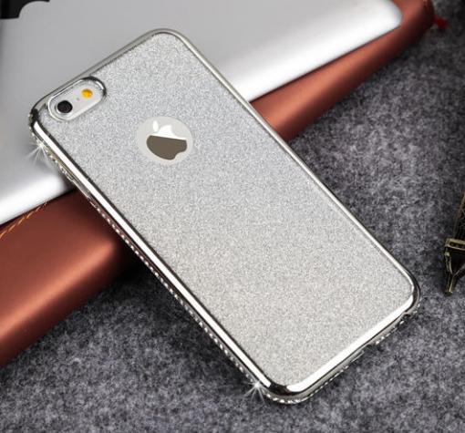 Луксозен силиконов калъф / гръб / TPU Royal Crystals с камъни от Apple iPhone 7 - сребрист / брокат / 2в1