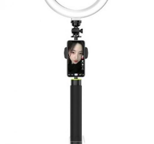 LED ринг лампа B-10 с трипод / Осветление за грим ,TikTok, streaming, video chat - черна
