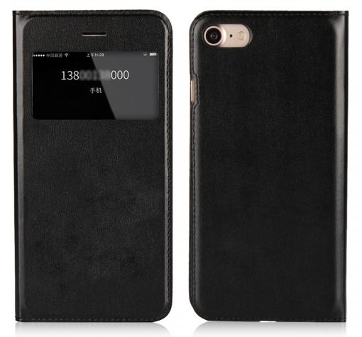 Кожен калъф Flip тефтер S-View със стойка за Apple iPhone 6 Plus / iPhone 6S Plus - черен