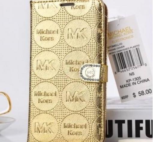 Луксозен кожен калъф Flip тефтер Michael Kors със стойка за Samsung S6 Edge G925 - златист / Flexi
