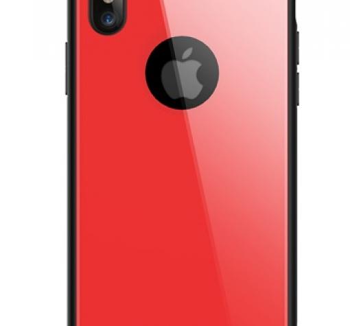 Луксозен стъклен твърд гръб ROCK Brilliant Series за Apple iPhone X - червен