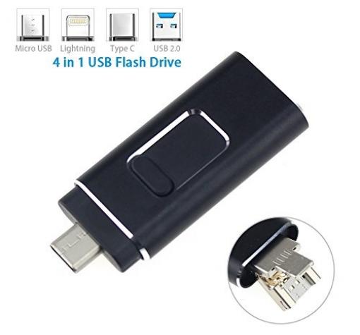 USB Flash памет 4in1 OTG / Type C / Micro USB / iPhone / Android - 128GB / черен