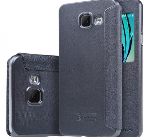Луксозен кожен калъф Flip тефтер S-View NILLKIN Sparkle за Samsung A3 2016 A310 - черен