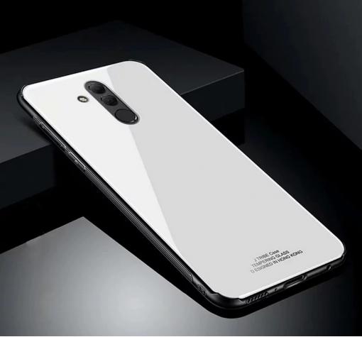 Луксозен стъклен твърд гръб за Huawei Mate 20 Lite - бял