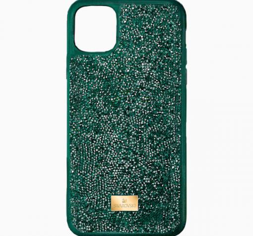 Луксозен твърд гръб Swarovski за Apple iPhone 12 /12 Pro 6.1'' - тъмно зелен / камъни