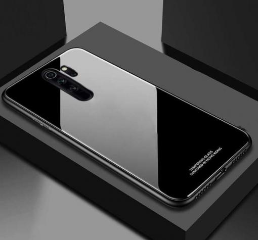 Луксозен стъклен твърд гръб за Xiaomi Redmi 9 - черен