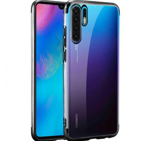 Луксозен силиконов калъф / гръб / TPU за Huawei P30 Pro - прозрачен / черен кант