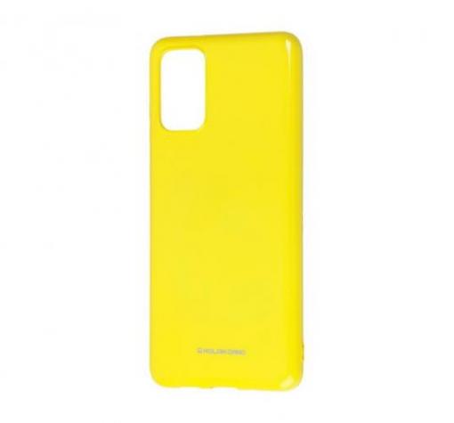 Силиконов калъф / гръб / Molan Cano Glossy Jelly Case за Samsung A71 - жълт / гланц / брокат