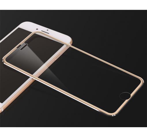 3D full cover Tempered glass screen protector Apple iPhone 7 / Извит стъклен скрийн протектор Apple iPhone 7 - прозрачен с златист кант