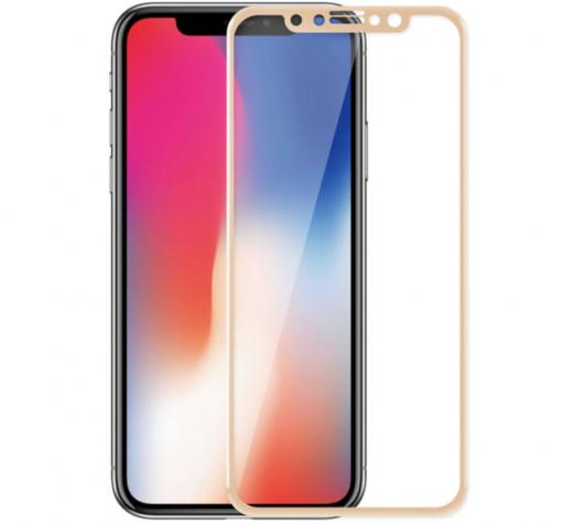 5D full cover Tempered glass Full Glue screen protector Apple iPhone X / Извит стъклен скрийн протектор с лепило от вътрешната страна за Apple iPhone X - златист