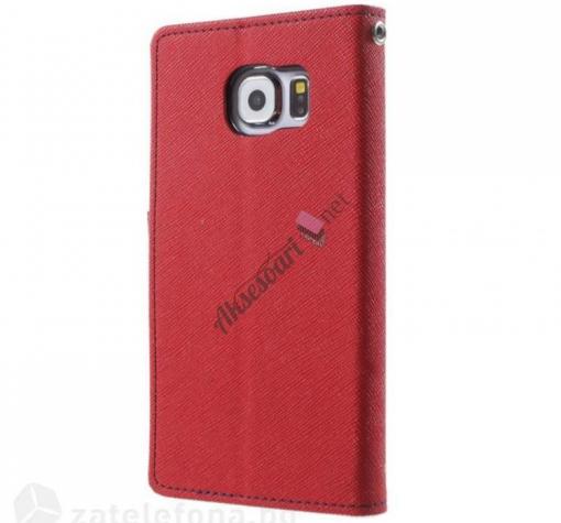Кожен калъф Flip тефтер Mercury GOOSPERY Fancy Diary със стойка за Samsung S6 Edge G925 - червен — снимка 3