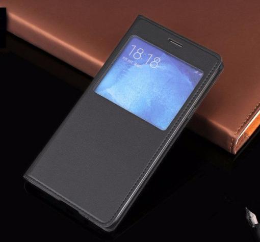 Кожен калъф Flip тефтер S-view за Samsung J7 2016 J710 - тъмно сив