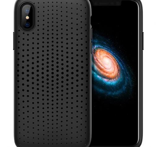 Луксозен силиконов калъф / гръб / TPU ROCK DOT Series за Apple iPhone X - черен
