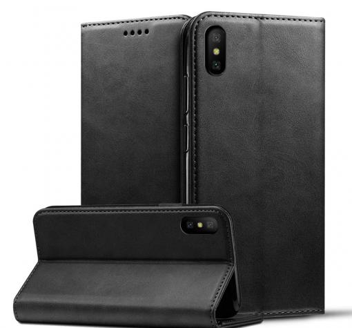Кожен калъф Flip тефтер Flexi Magnet Book със стойка за Apple iPhone X / iPhone XS - черен