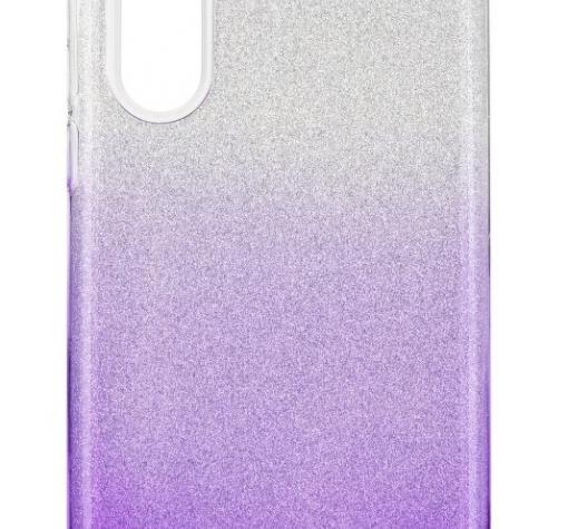Силиконов калъф / гръб / TPU за Huawei P30 - преливащ / сребристо и лилаво / брокат