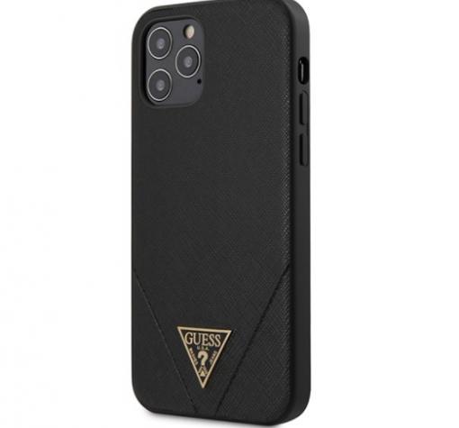 Оригинален силиконов гръб Guess за Apple iPhone 12 Pro Max 6.7" - Metal Triangle / черен