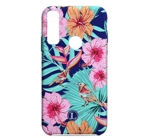 Силиконов калъф / гръб / TPU LUXO за Huawei Y7 2019 - син / цветя