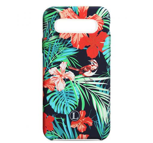 Силиконов калъф / гръб / TPU LUXO за Samsung S10 Plus - черен / цветя