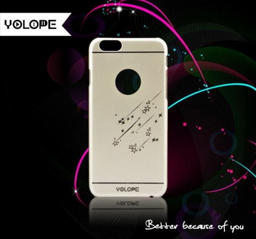 Заден предпазен твърд гръб / капак / Yolope Golden Series за Apple iPhone 6 4.7" - златен / падащи звезди