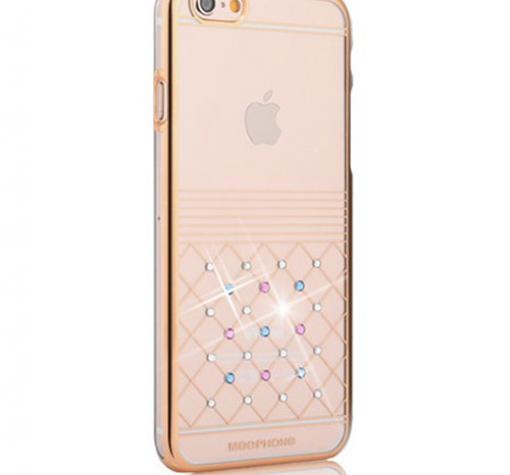Луксозен твърд гръб / капак / Meephone за Apple iPhone 6 4.7" - прозрачен / мрежа с камъни