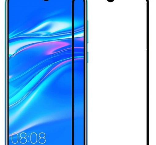 3D full cover Tempered glass Full Glue screen protector Huawei Y7 2019 / Извит стъклен скрийн протектор с лепило от вътрешната страна за Huawei Y7 2019 - черен