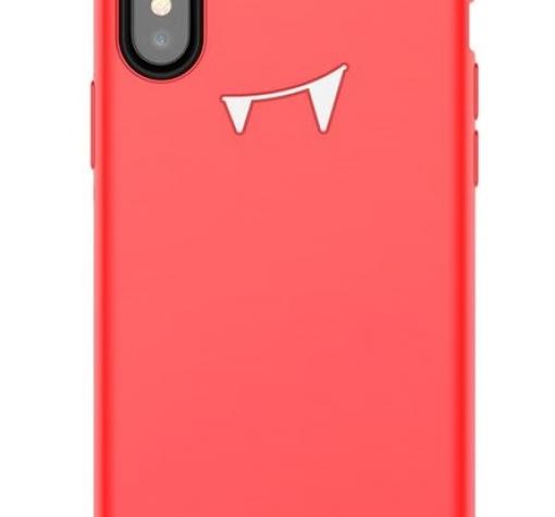 Луксозен силиконов гръб Baseus Devil Baby за Apple iPhone X - червен