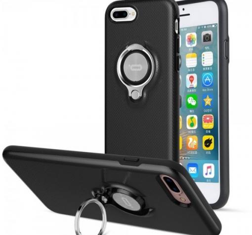 Луксозен твърд гръб ICONFLANG със стойка за Apple iPhone 7 Plus / iPhone 8 Plus - черен