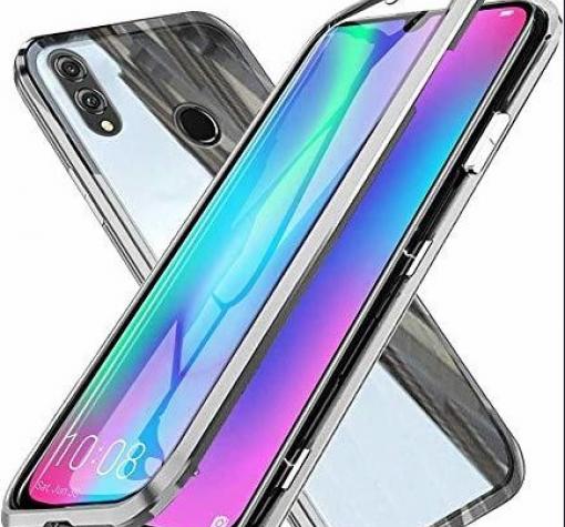 Магнитен калъф Bumper Case 360° FULL за Huawei Y6 2019 / Honor 8A - прозрачен / сребриста рамка