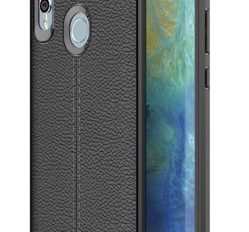 Луксозен силиконов калъф / гръб / TPU за Huawei Honor 10 Lite - черен / имитиращ кожа