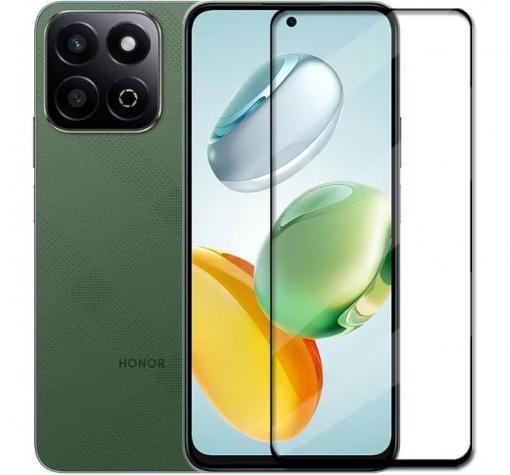 5D full cover Tempered glass Full Glue screen protector Honor 200 Smart / Извит стъклен скрийн протектор с лепило от вътрешната страна за Honor 200 Smart - черен кант