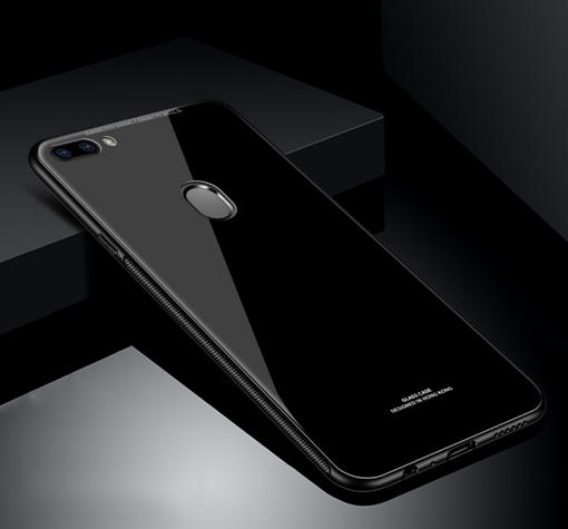 Луксозен стъклен твърд гръб за Huawei Y7 2018 / Y7 2018 Prime - черен