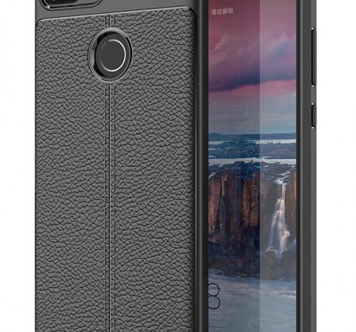 Луксозен силиконов калъф / гръб / TPU за Huawei Honor 9 Lite - черен / имитиращ кожа